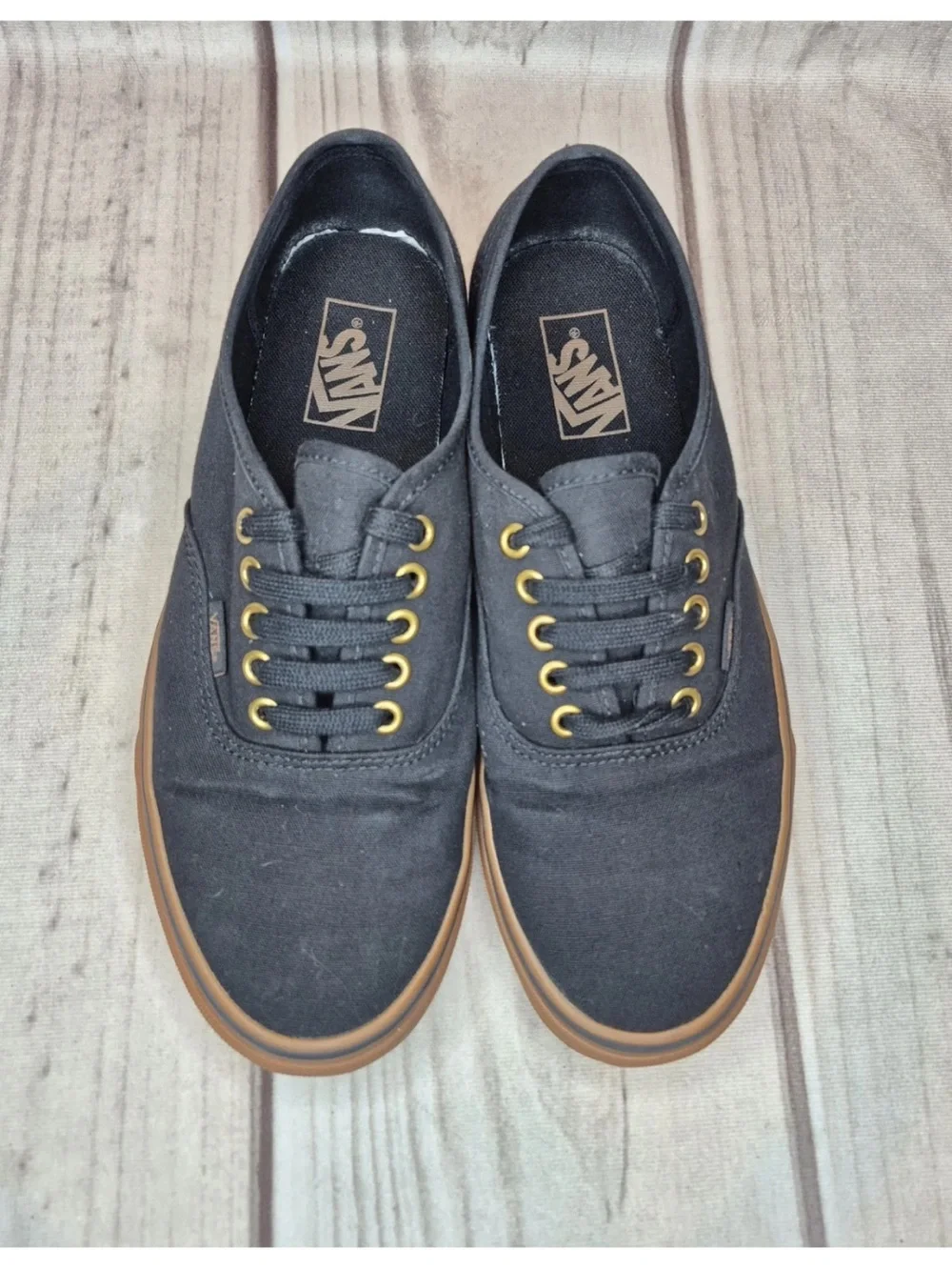 Vans Authentic Black/Gum Canvas Bronze Eyelet Sneakers Men’s Size 9.5/Women’s 11